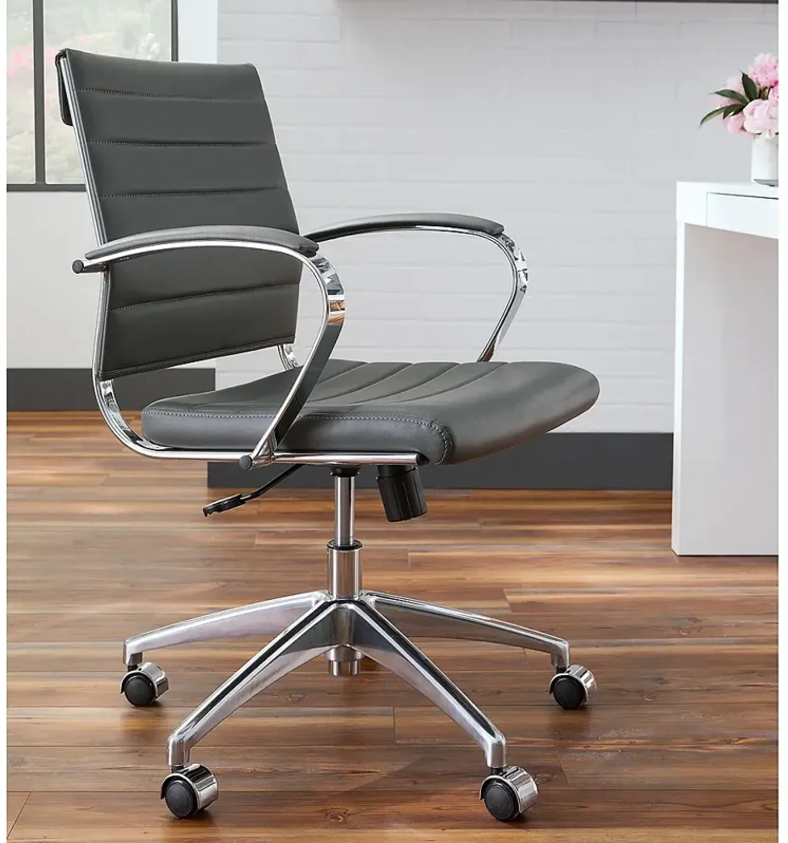 Axel Gray Leatherette Adjustable Swivel Office Chair