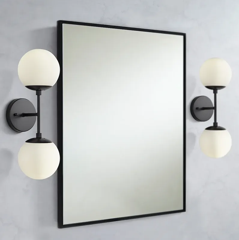 Possini Euro Oso 17 3/4" High White Opal Orb Modern Sconces Set of 2