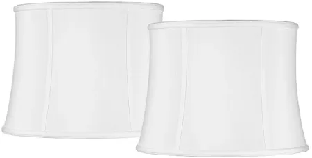 White Fabric Set of 2 Drum Lamp Shades 14x16x12 (Spider)