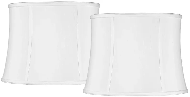 White Fabric Set of 2 Drum Lamp Shades 14x16x12 (Spider)