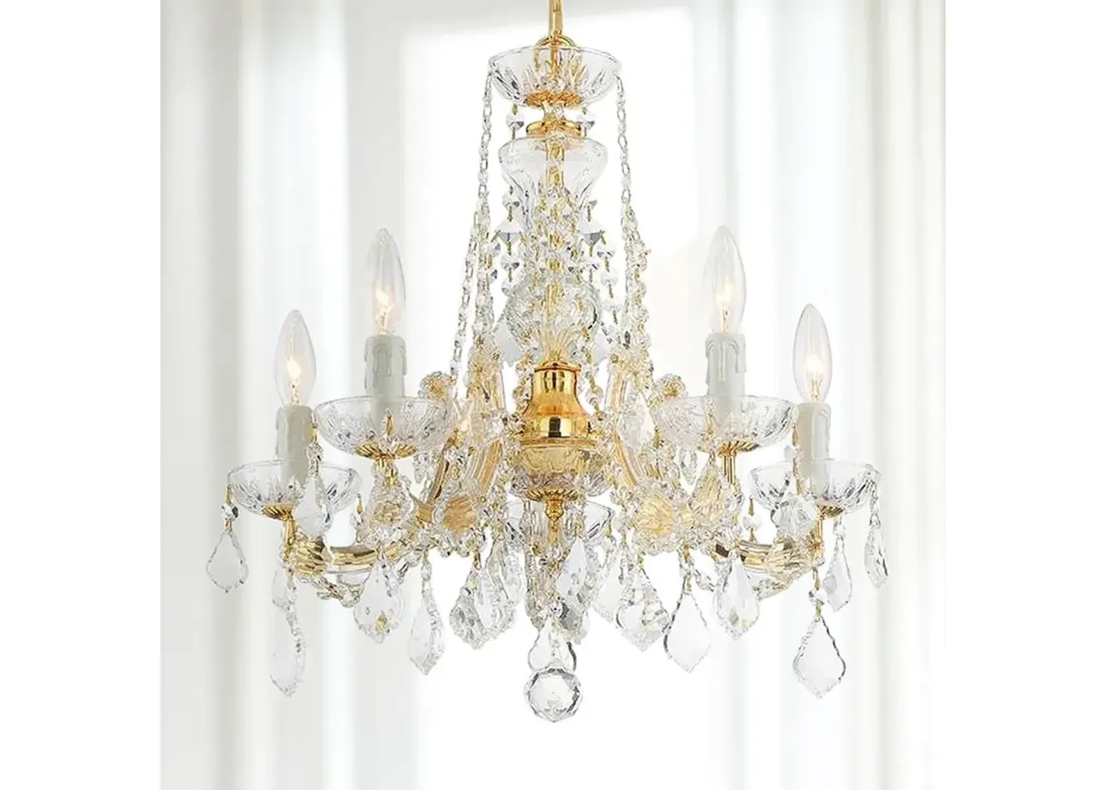 Crystorama Maria Theresa 20" Wide 5-Light Gold and Crystal Chandelier