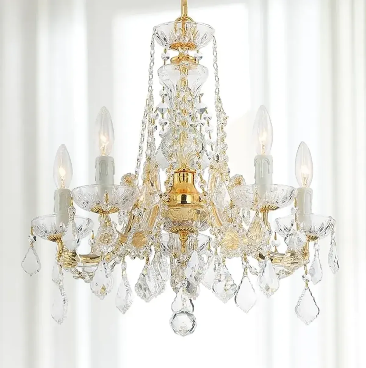 Crystorama Maria Theresa 20" Wide 5-Light Gold and Crystal Chandelier