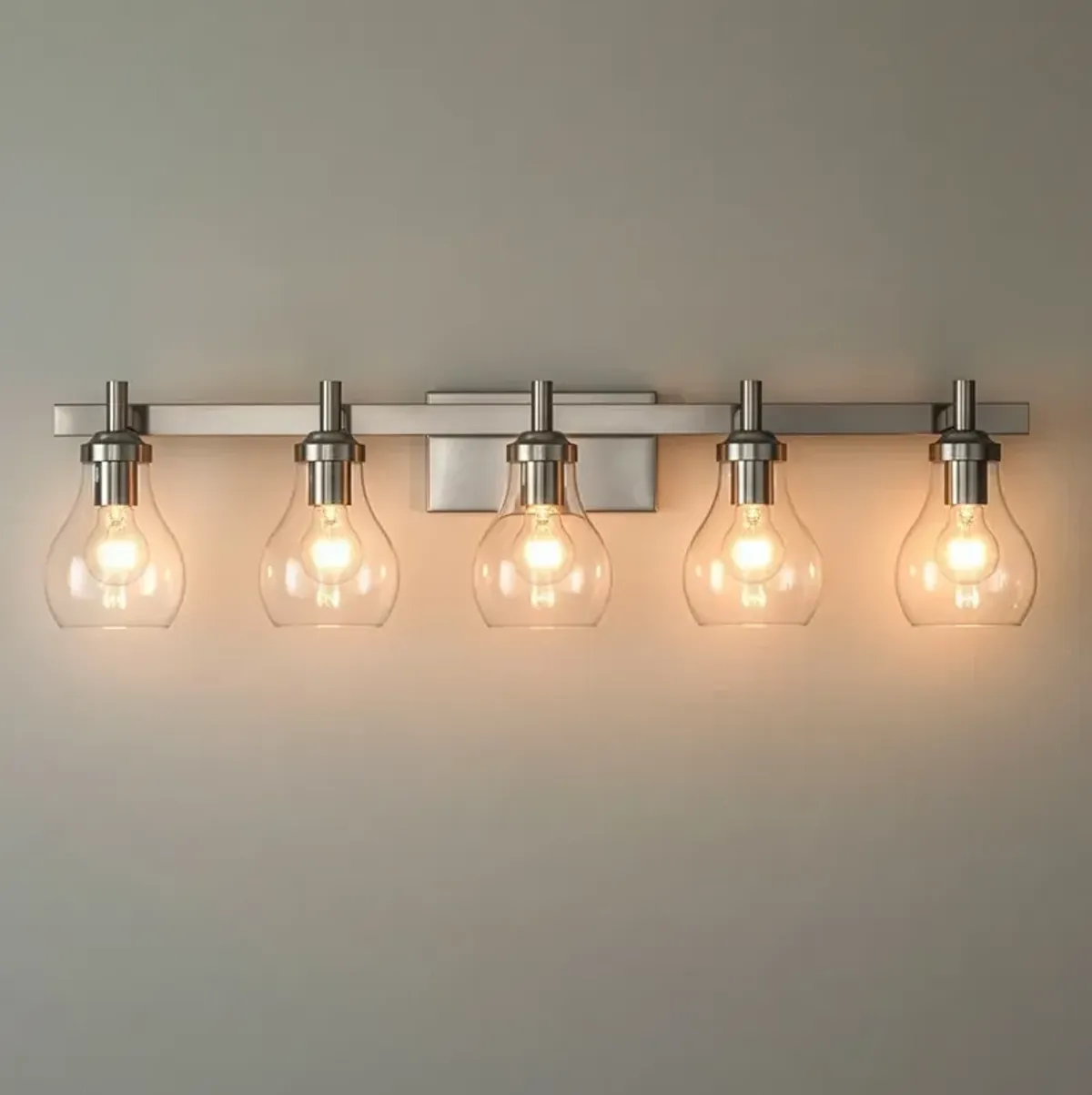 Possini Euro Danvers 35 1/4"W Brushed Nickel 5-Light Bath Light