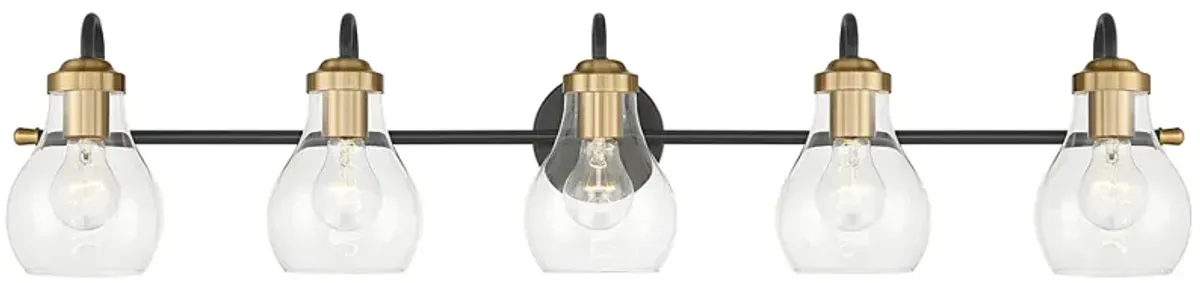 Possini Euro Brade 39 1/2"W Black and Brass 5-Light Bath Light