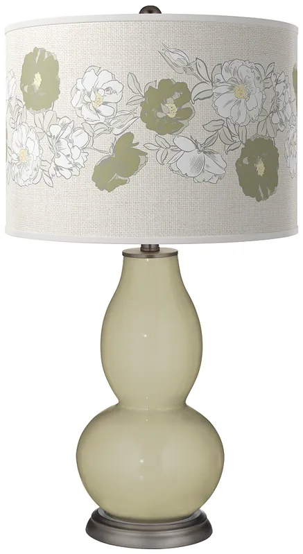 Sage Rose Bouquet Double Gourd Table Lamp