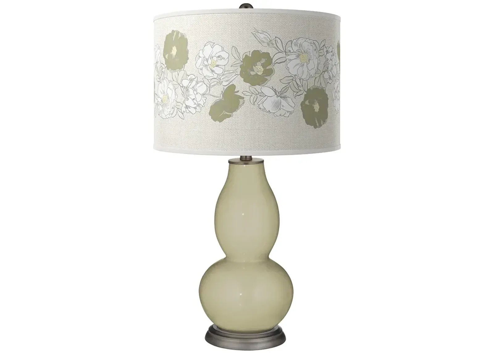 Sage Rose Bouquet Double Gourd Table Lamp