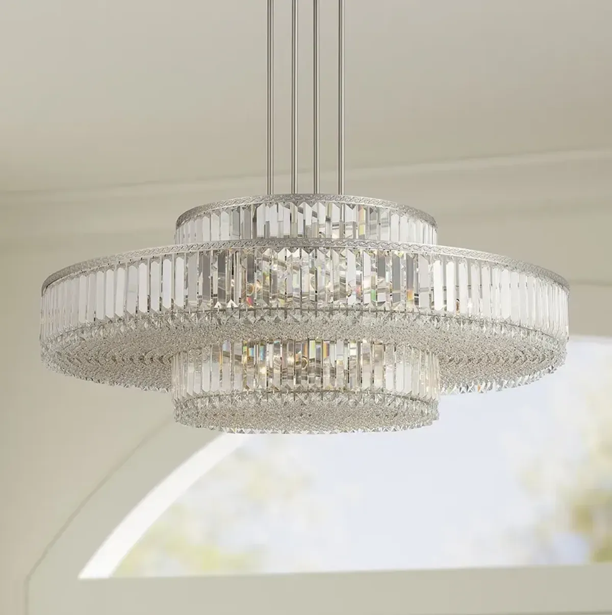 Stiffel Ella 39 3/4"Wide Brushed Nickel Clear Crystal 22-Light Pendant