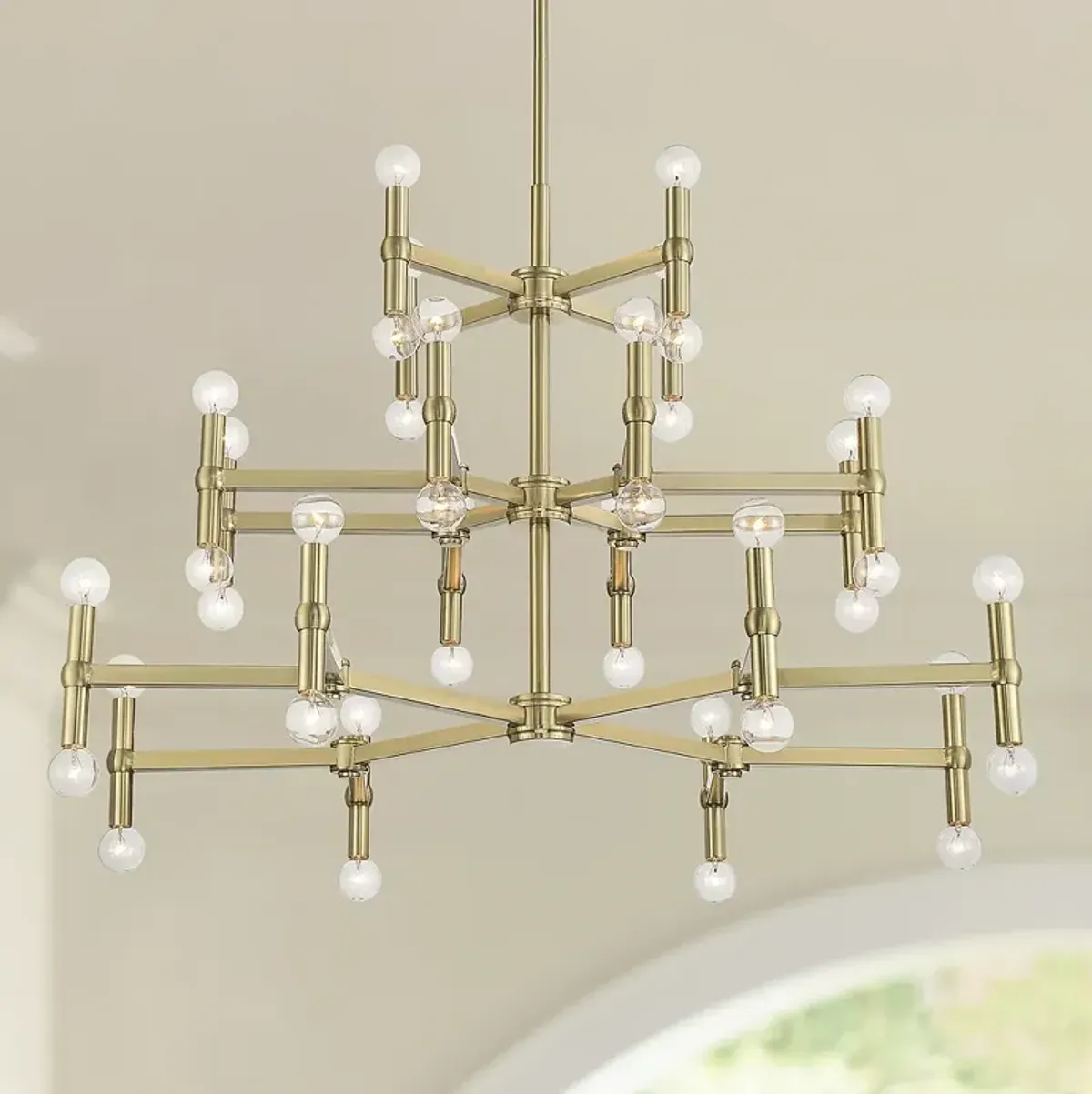 Possini Euro Marya 41 1/2"W Satin Brass 3-Tier Chandelier