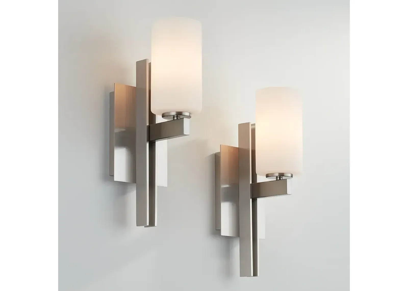 Possini Euro Ludlow 14" High Brushed Nickel Wall Sconce Set of 2