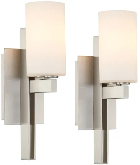 Possini Euro Ludlow 14" High Brushed Nickel Wall Sconce Set of 2