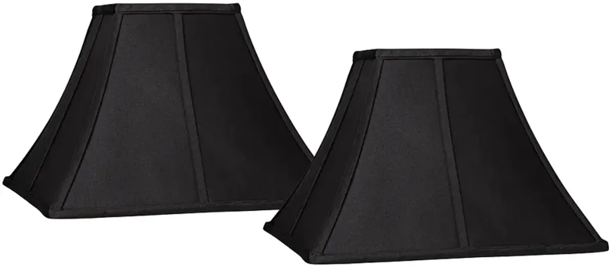 Black Set of 2 Square Curved Lamp Shades 6x14x9 1/2 (Spider)