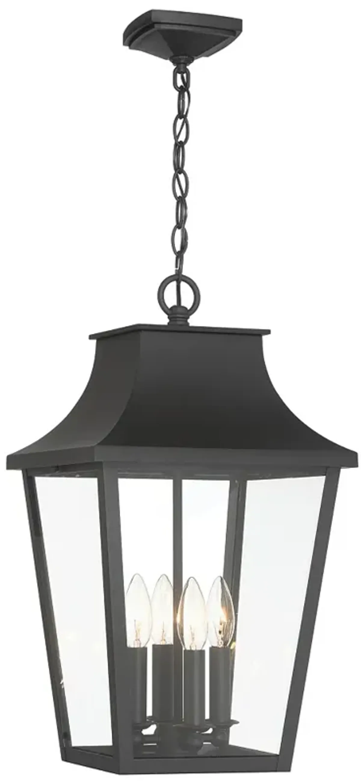 Great Outdoors Altimeter 4-Light 11-in Black Outdoor Pendant with Shades