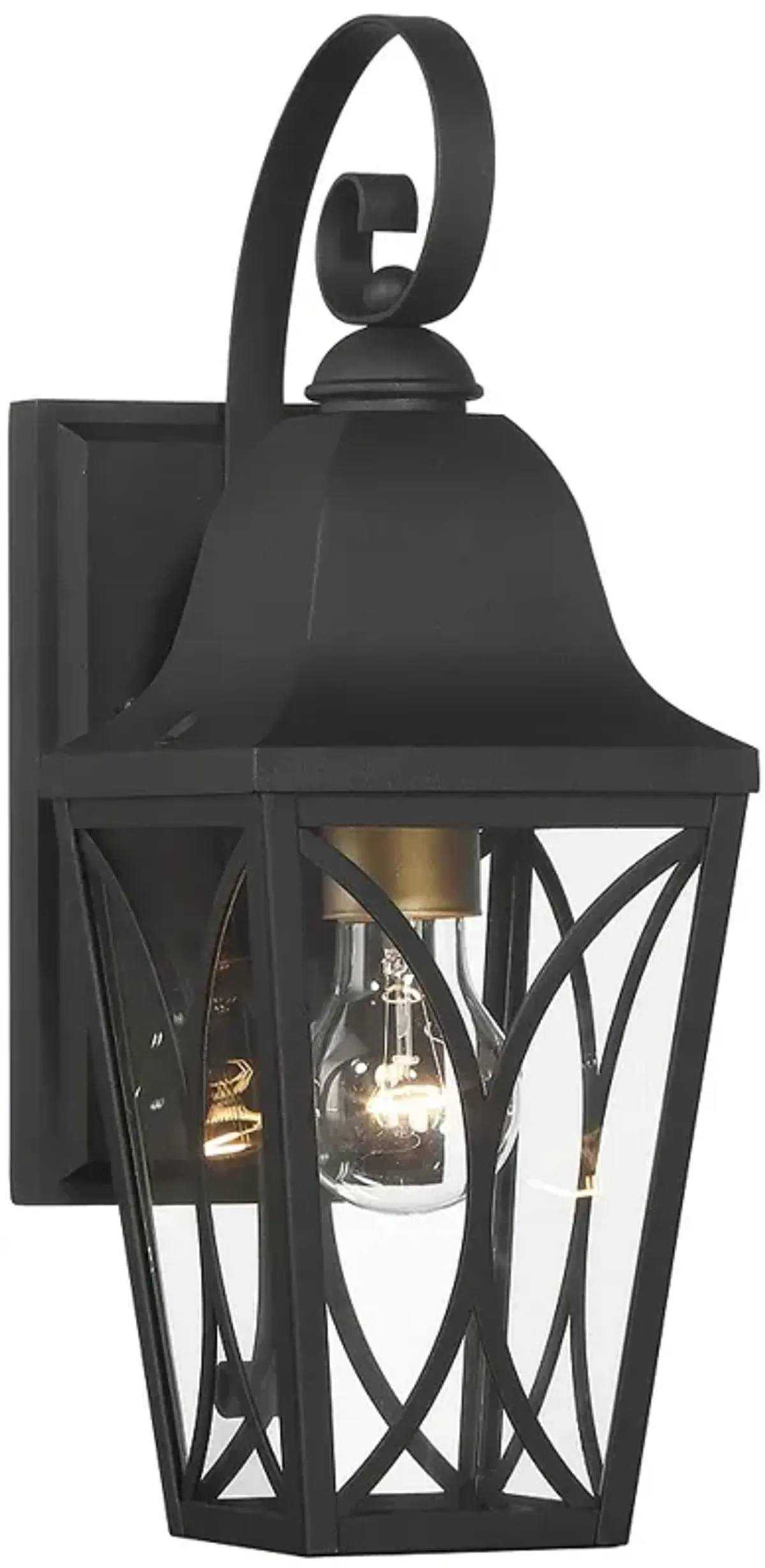 Great Outdoors Cardigan 1-Light 5.5-in Black and Brass Outdoor Wall Mount