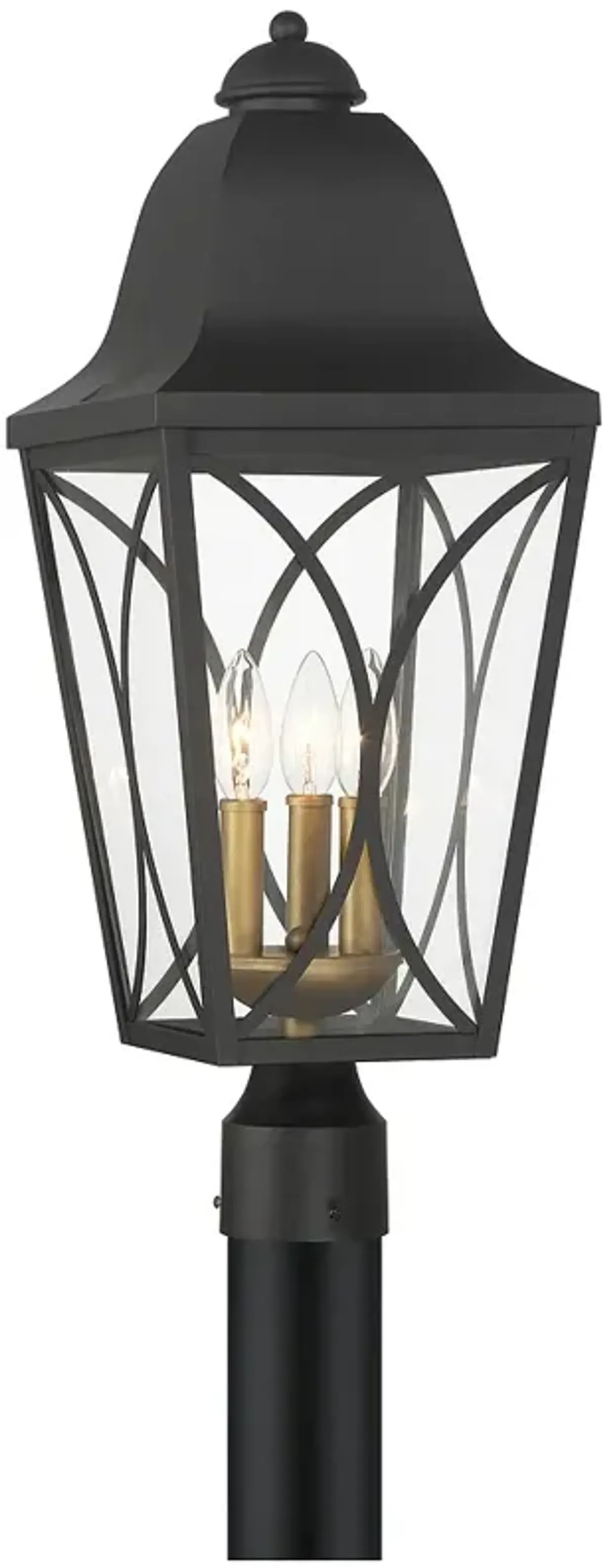 Cardigan 23 3/4"H Coal Black and Brass Outdoor Post Light