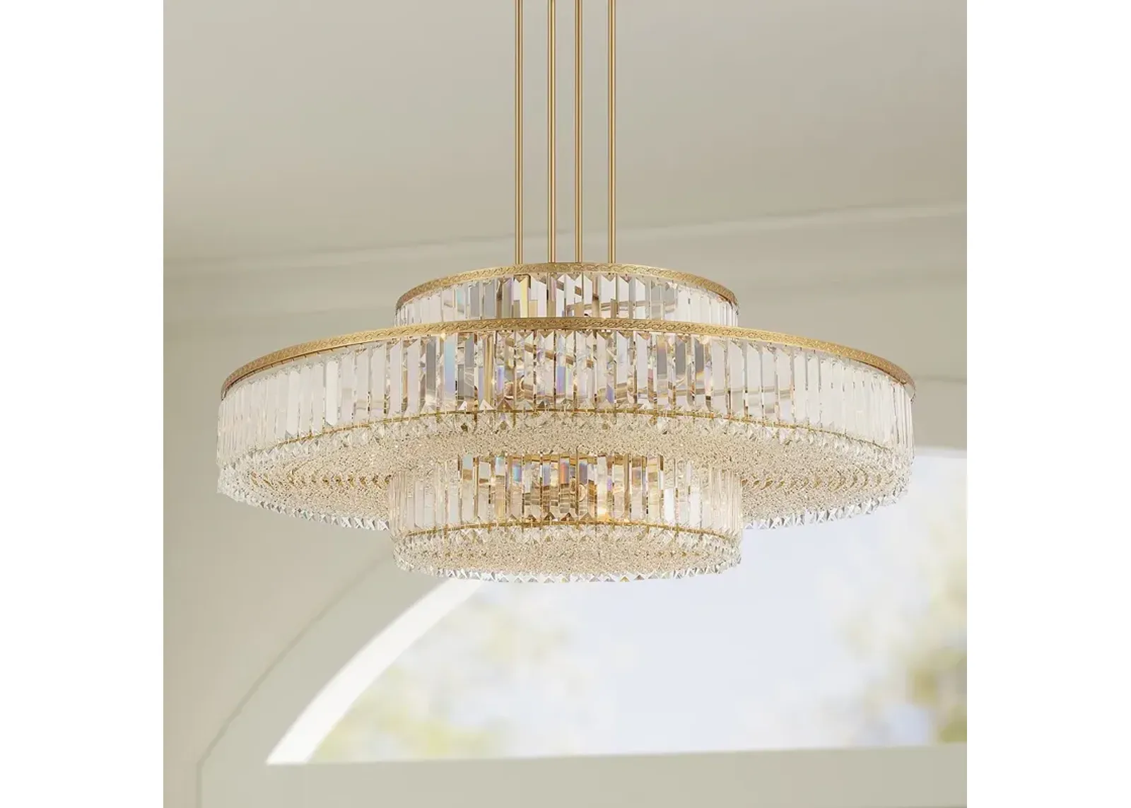 Stiffel Ella 39 3/4" Wide Soft Gold Clear Crystal Pendant Chandelier