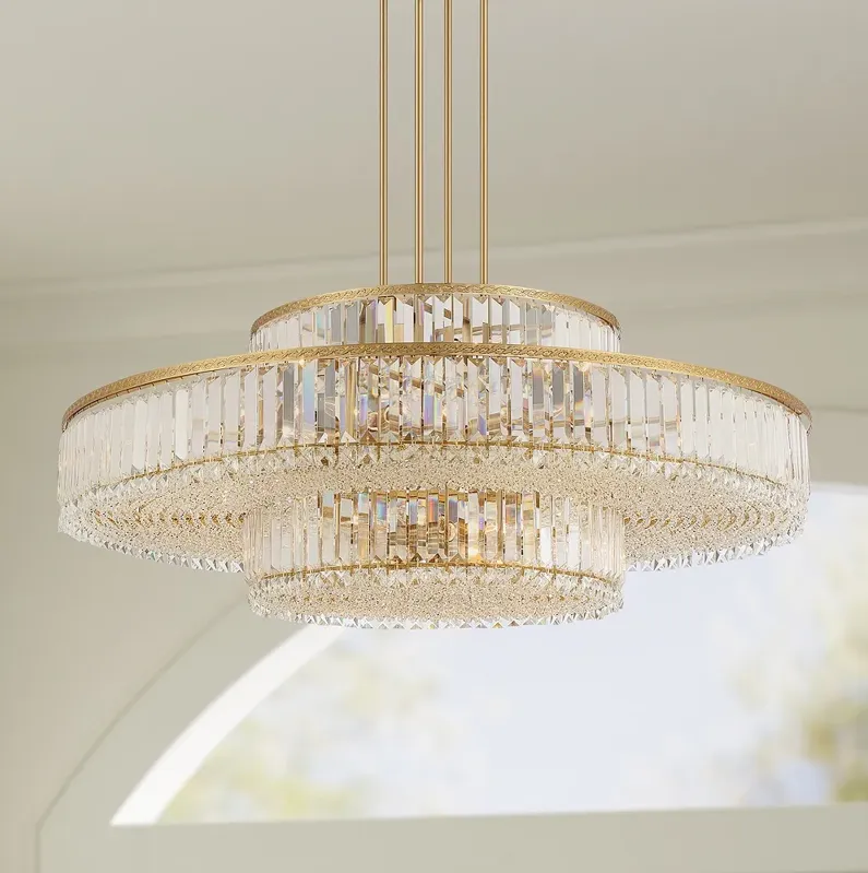 Stiffel Ella 39 3/4" Wide Soft Gold Clear Crystal Pendant Chandelier