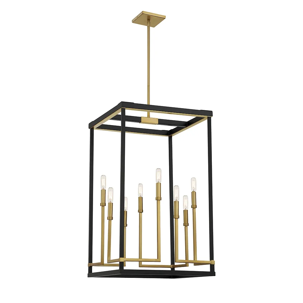 Minka-Lavery Union Estates 8-Light Black and Soft Brass Pendant