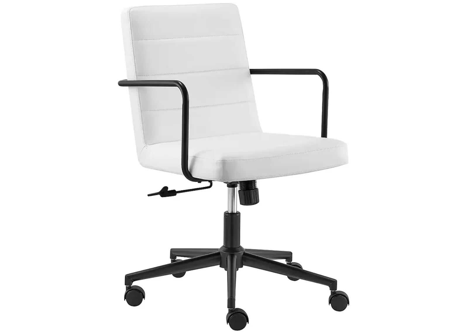 Leander White Adjustable Swivel Office Chair