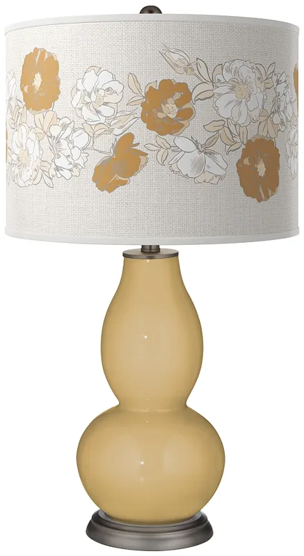 Empire Gold Rose Bouquet Double Gourd Table Lamp