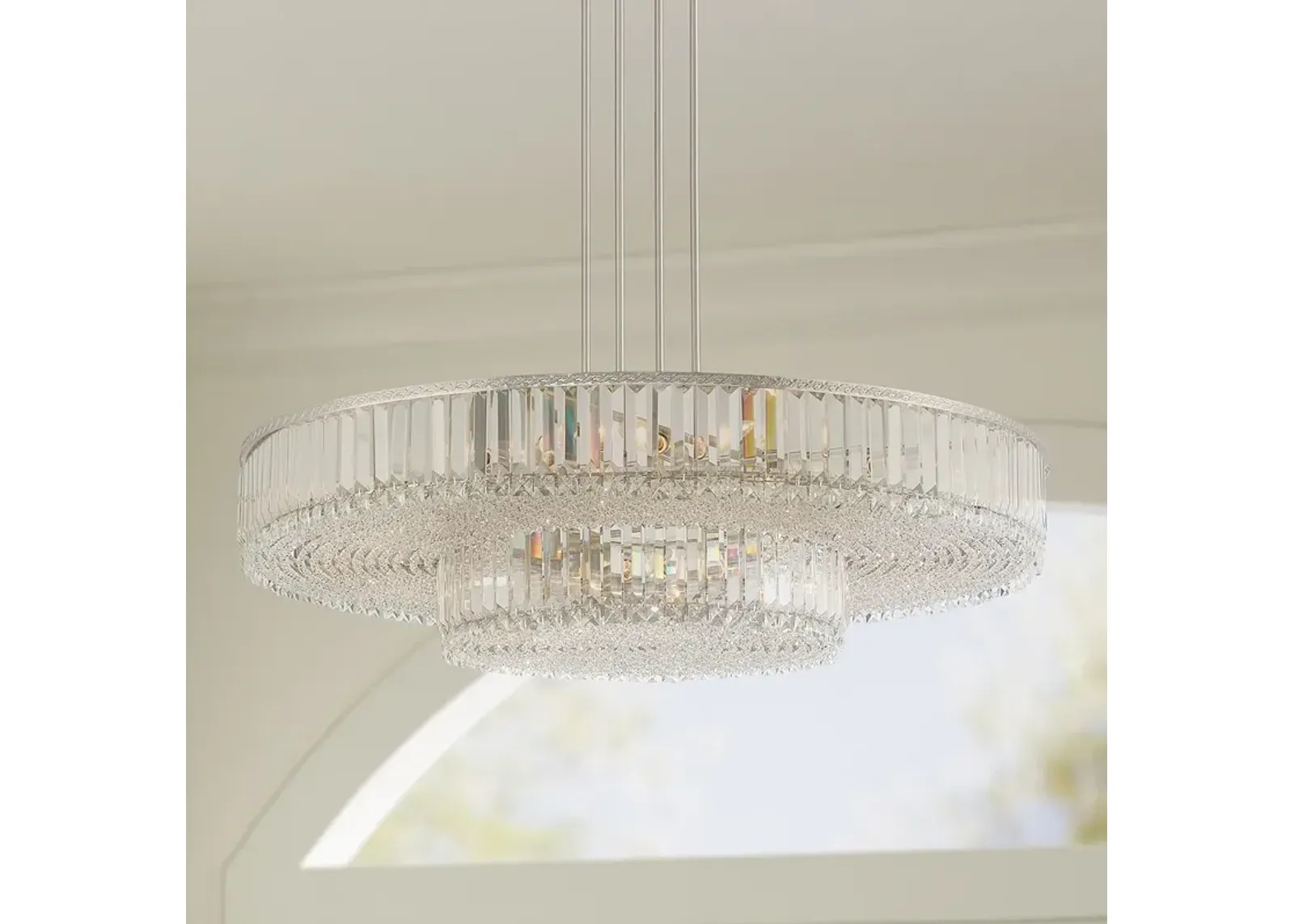 Stiffel Ella 40 1/4" Wide Brushed Nickel Clear Crystal Pendant Light