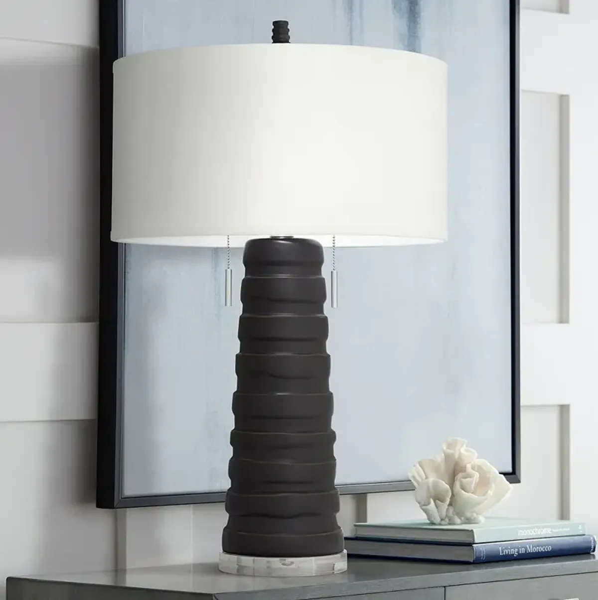 Pacific Coast Lighting Matinee 31" Modern Black Column Table Lamp