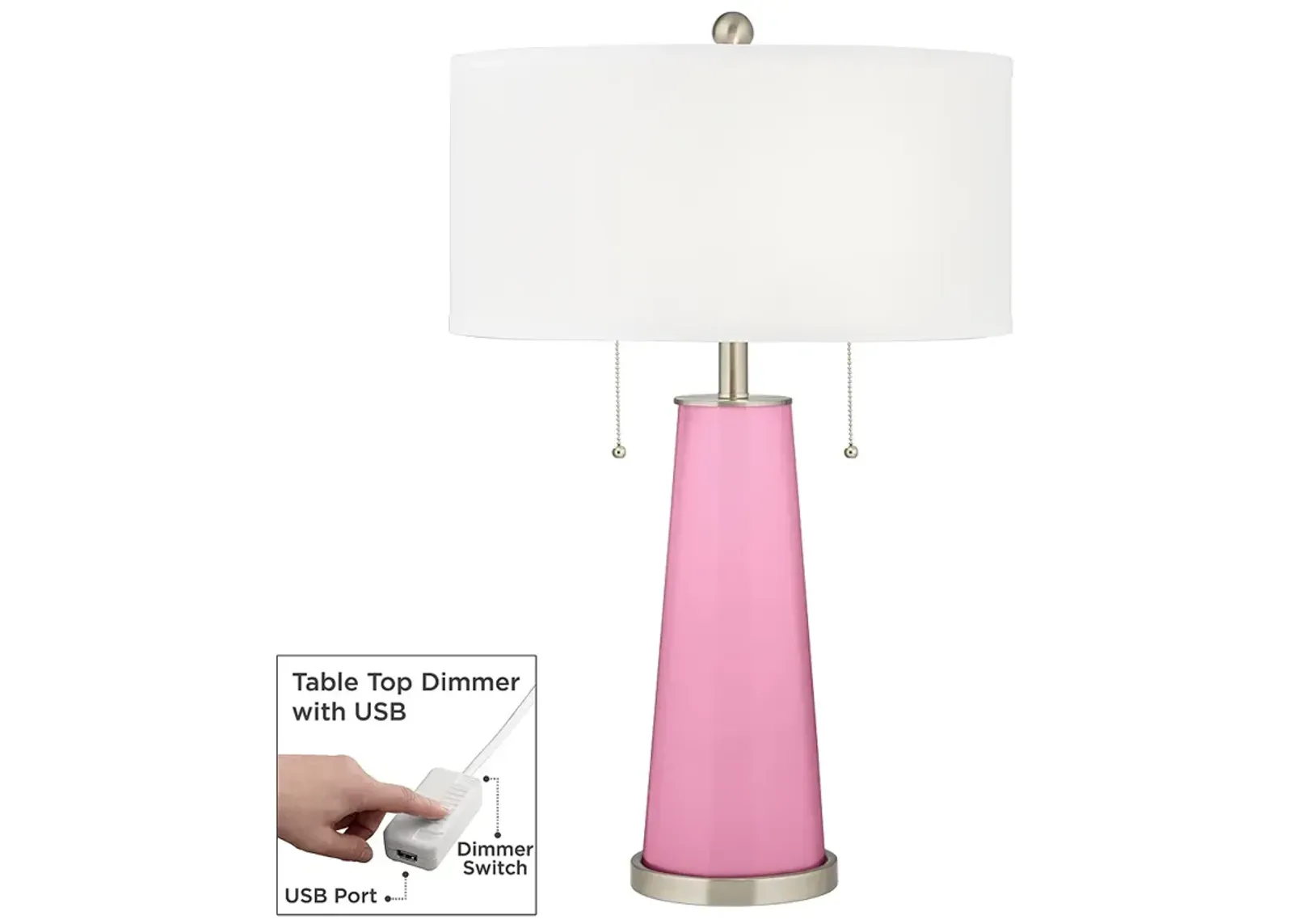 Color Plus Peggy 29 3/4" Modern Candy Pink Table Lamp with USB Dimmer