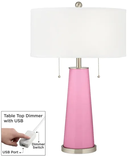 Candy Pink Peggy Glass Table Lamp With Dimmer
