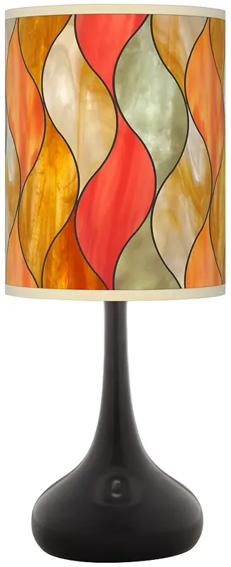 Flame Mosaic Giclee Black Droplet Table Lamp