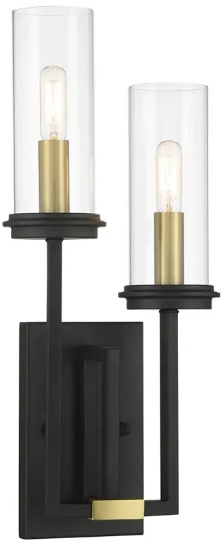 Minka-Lavery Hillstone 2-Light Black and Soft Brass Wall Sconce