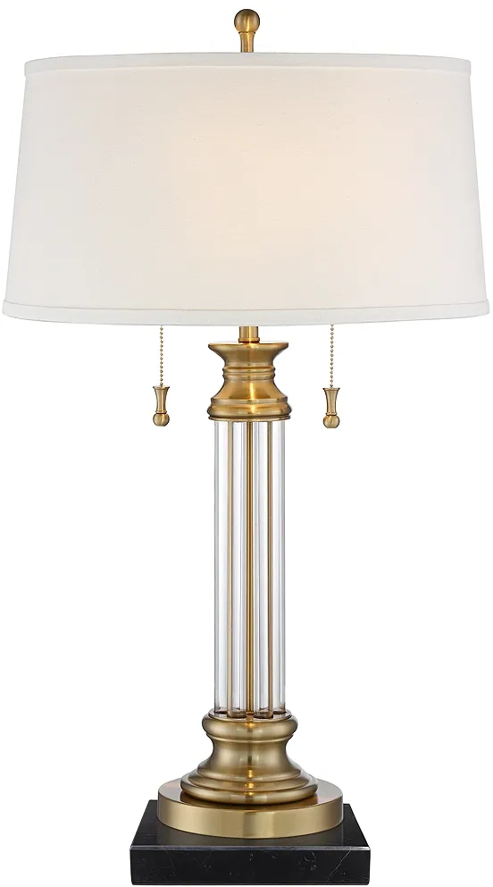 Rolland Column Table Lamp with Square Black Marble Riser