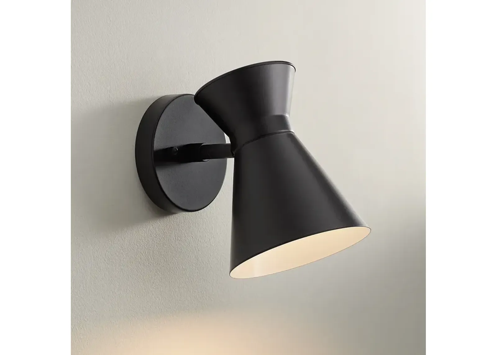 Vance 8" High Black Finish Mid-Century Modern LED Sconce Wall Light