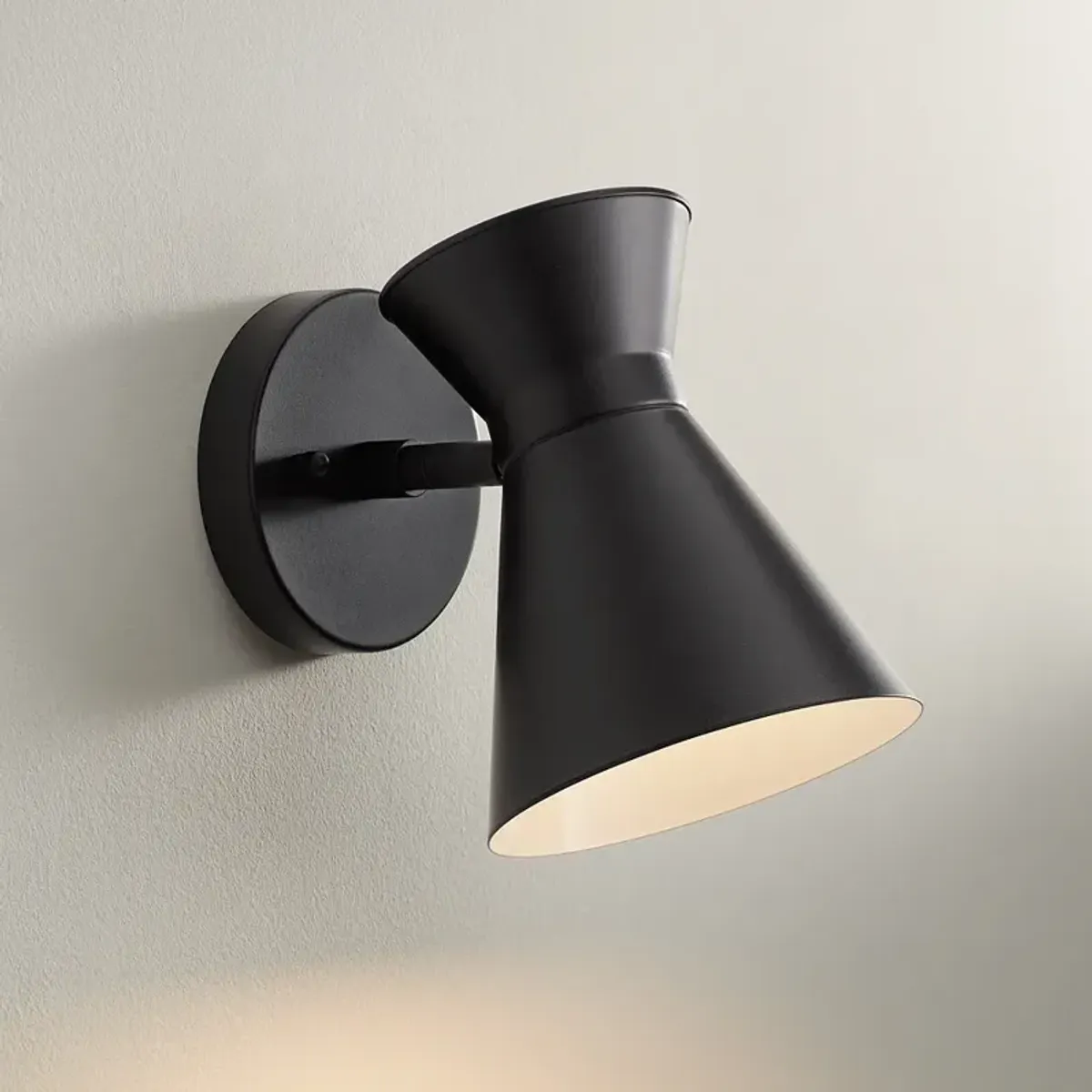 Vance 8" High Black Finish Mid-Century Modern LED Sconce Wall Light