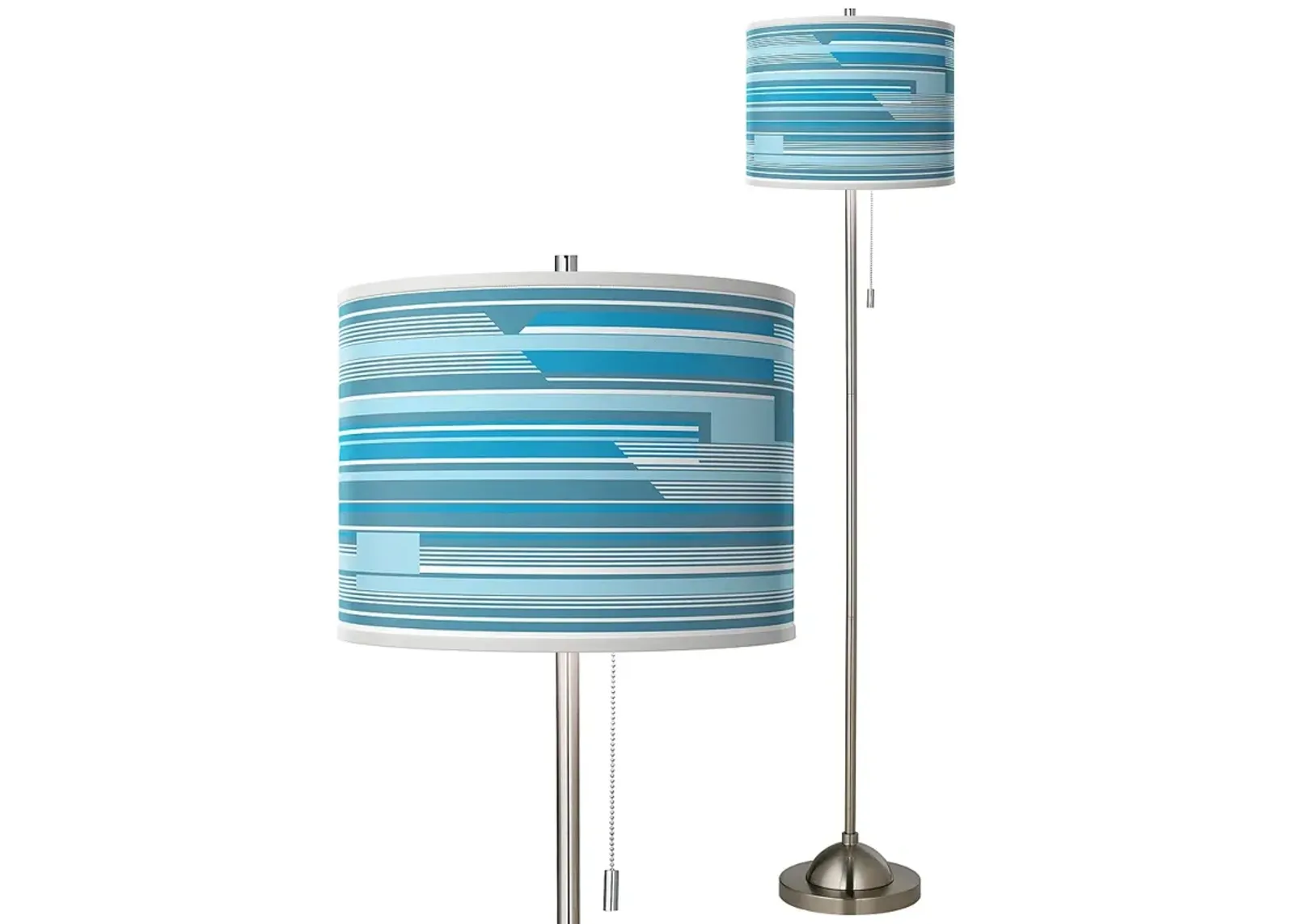 Urban Stripes Brushed Nickel Pull Chain Floor Lamp