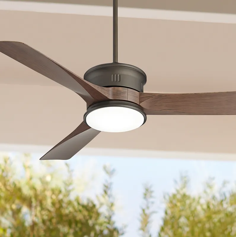 54" Key West Bronze Wet Rated Outdoor LED Ceiling Fan with Remote