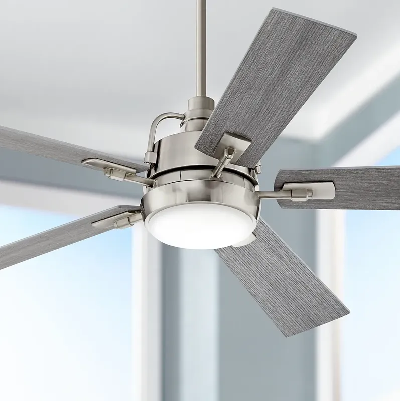 60" Casa Vieja Lemans Brushed Nickel LED Ceiling Fan with Remote