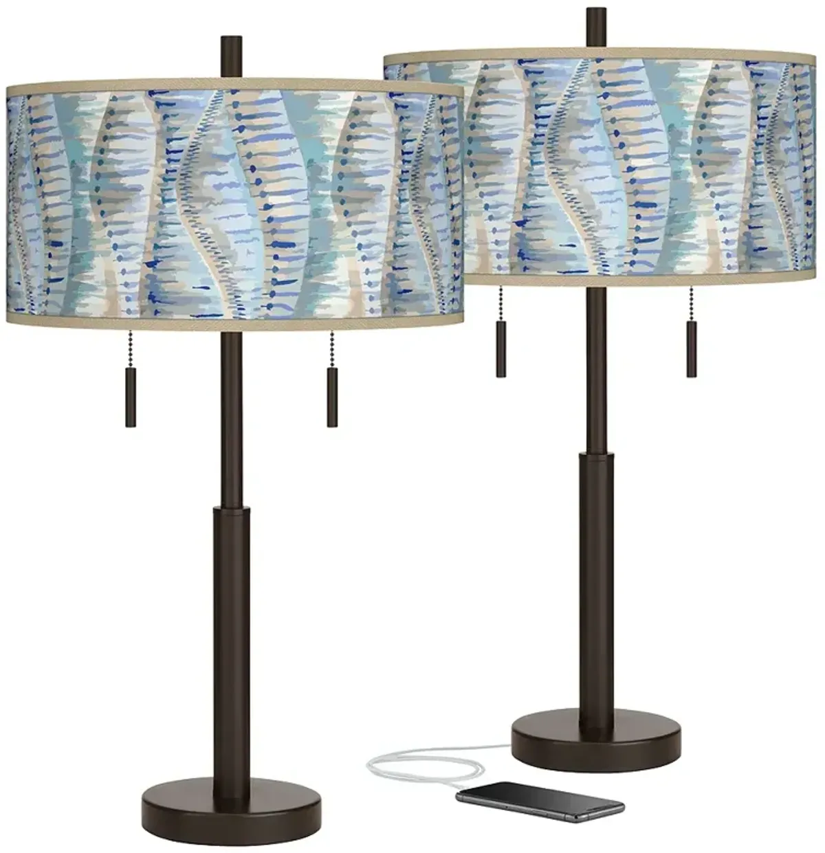 Siren Robbie Bronze USB Table Lamps Set of 2