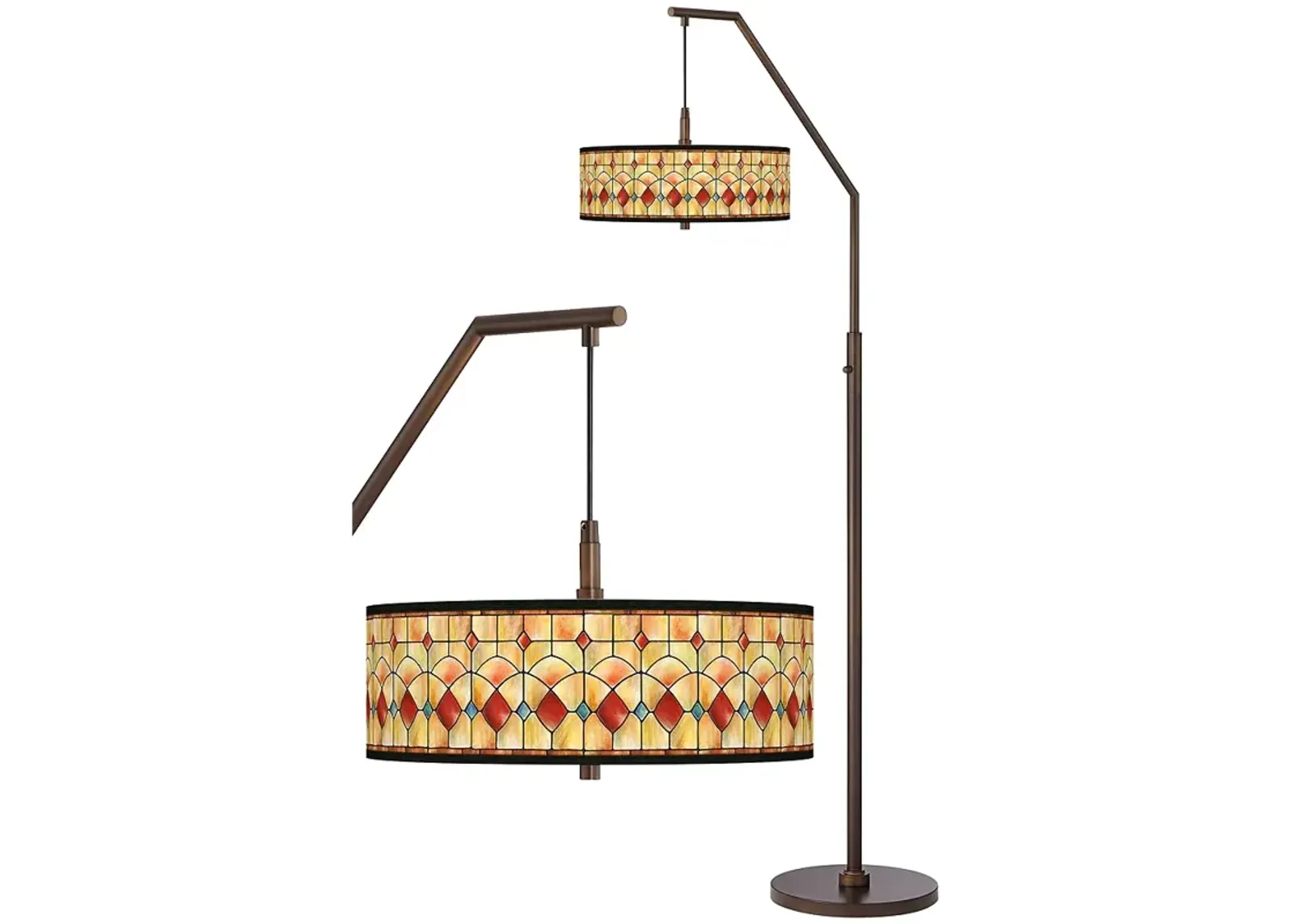 Giclee Glow Reds Shade Pattern 71 1/2" Bronze Arc Floor Lamp