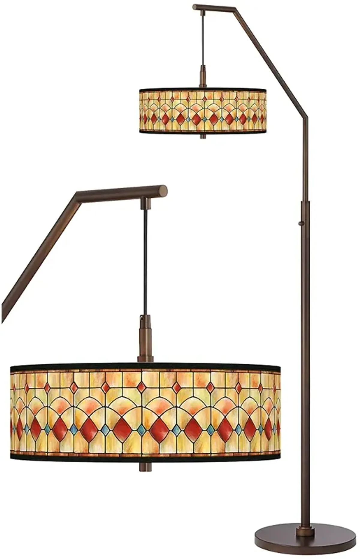 Giclee Glow Reds Shade Pattern 71 1/2" Bronze Arc Floor Lamp