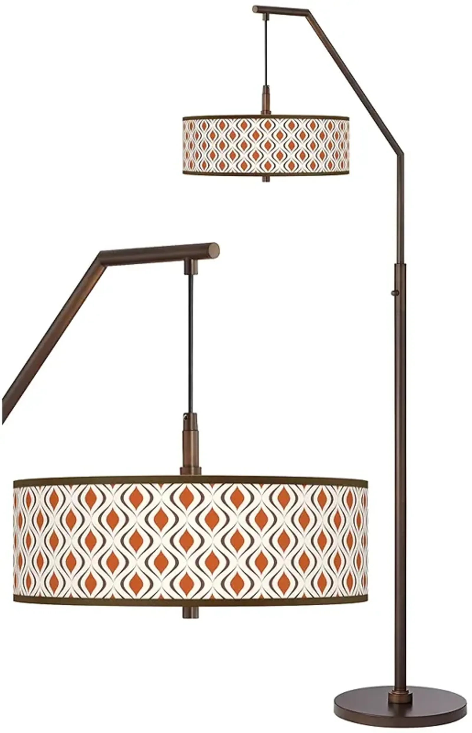 Retro Lattice Bronze Downbridge Arc Floor Lamp