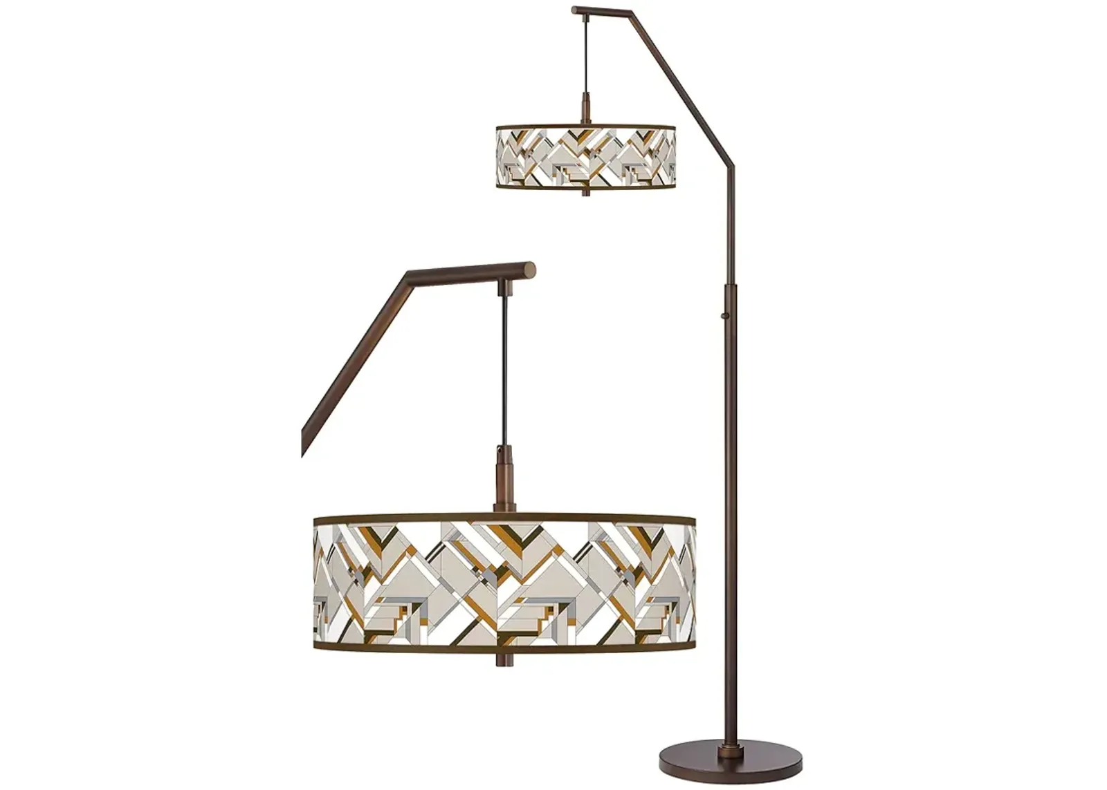 Craftsman Mosaic Bronze Downbridge Arc Floor Lamp