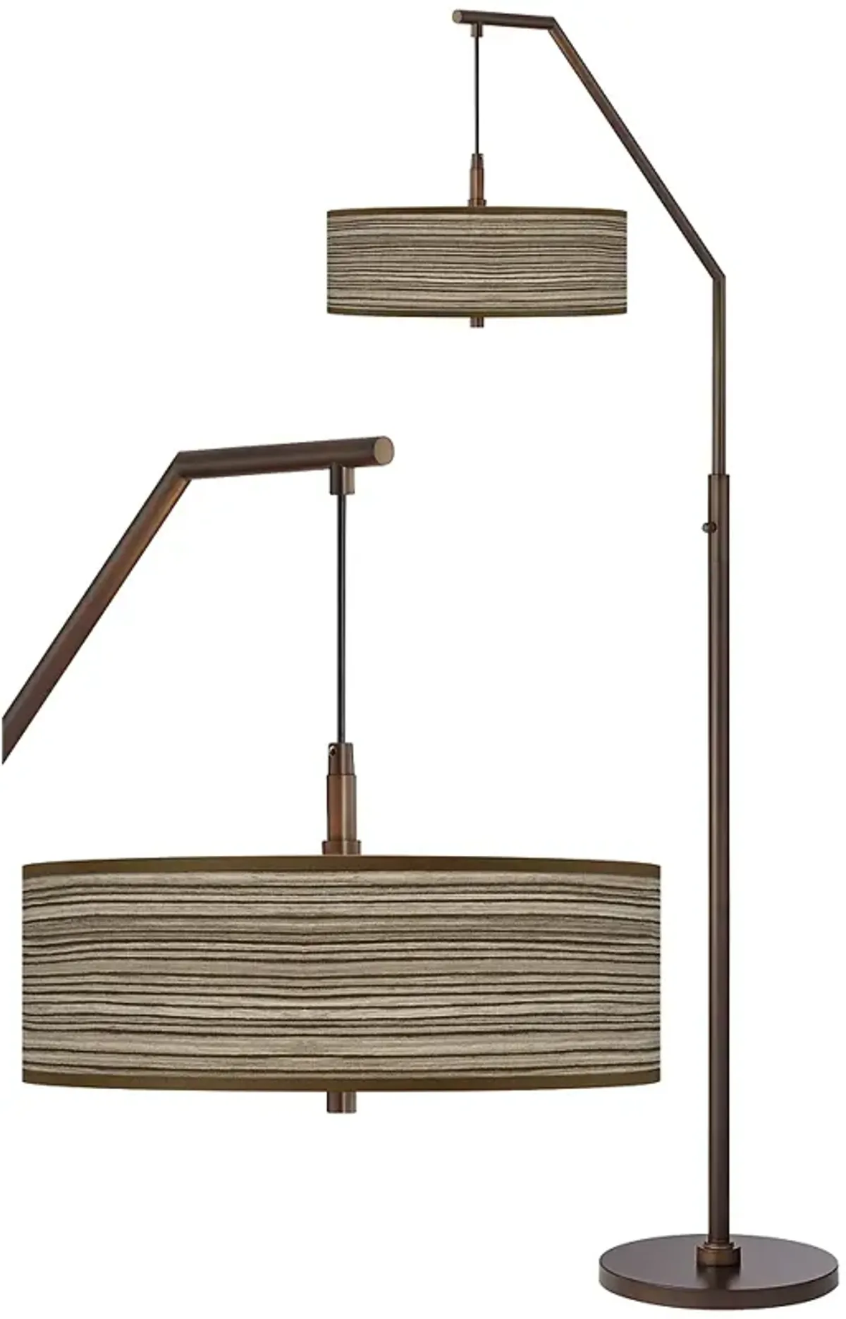 Cedar Zebrawood Bronze Downbridge Arc Floor Lamp