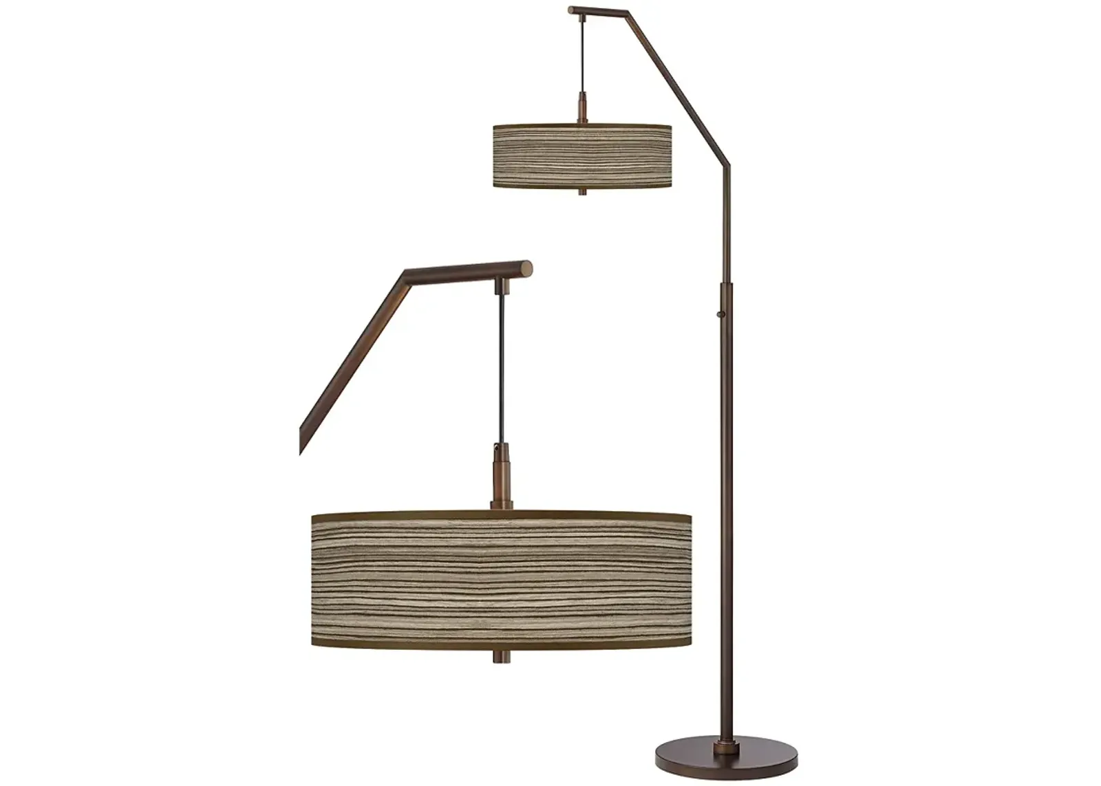 Cedar Zebrawood Bronze Downbridge Arc Floor Lamp