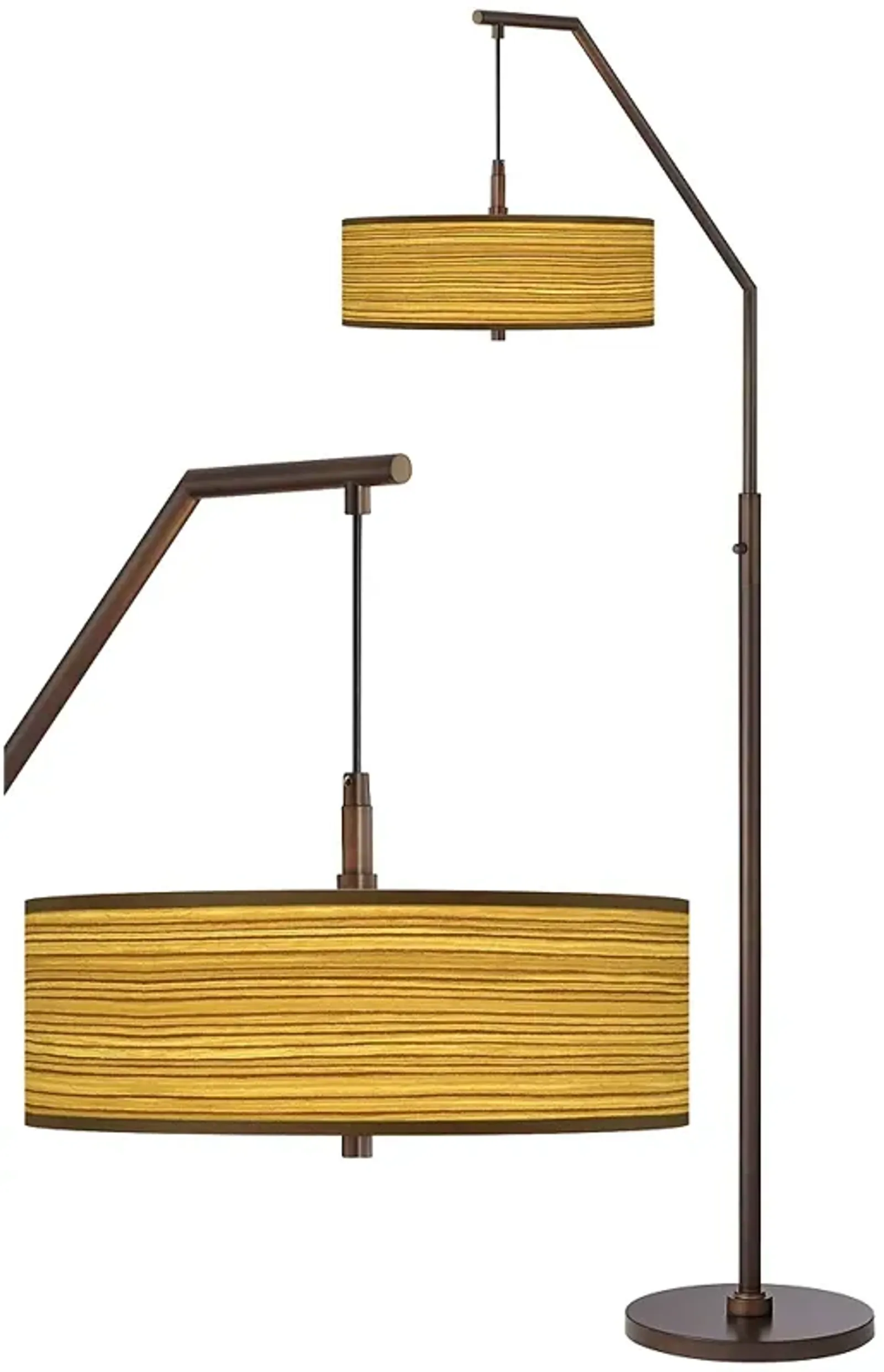 Tawny Zebrawood Bronze Downbridge Arc Floor Lamp