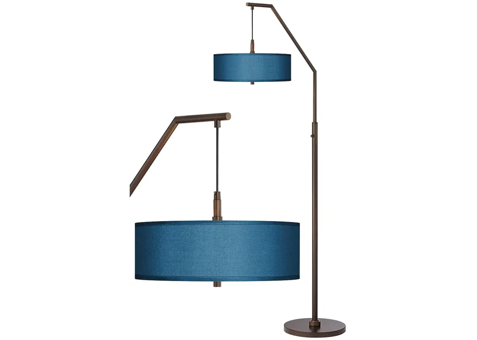 Possini Euro 71 1/2" Blue Drum Bronze Downbridge Arc Floor Lamp