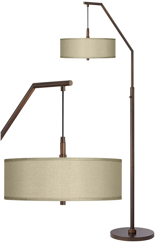 Possini Euro 71 1/2" Sesame Shade Bronze Downbridge Arc Floor Lamp