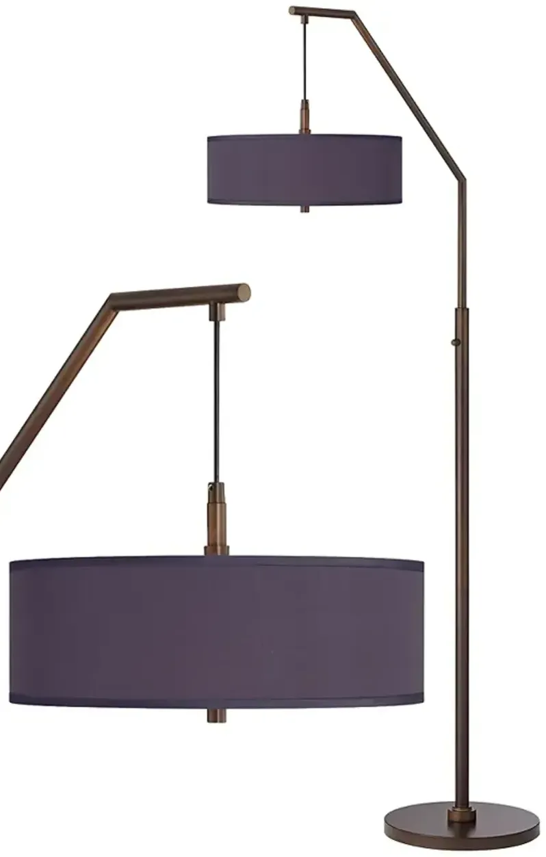 Possini Euro 71 1/2" Eggplant Purple Bronze Downbridge Arc Floor Lamp