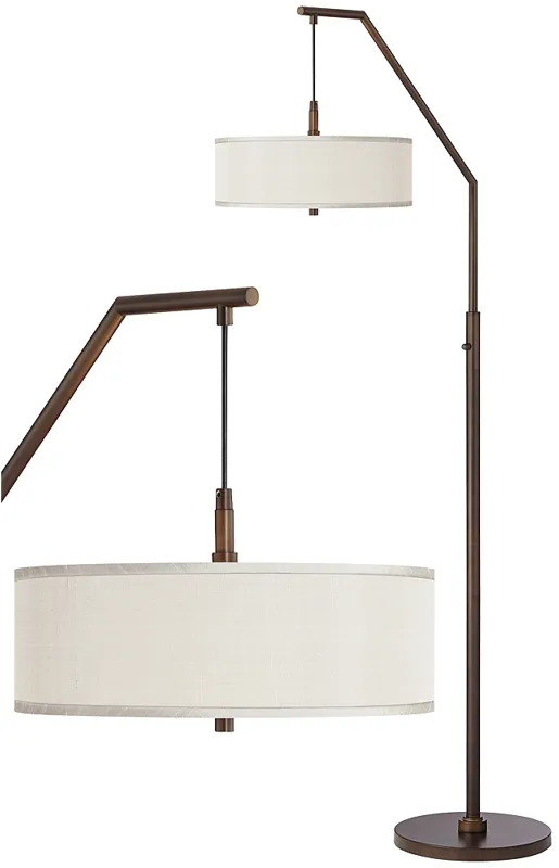 Possini Euro Downbridge 71 1/2" Bronze and Cream Modern Arc Floor Lamp