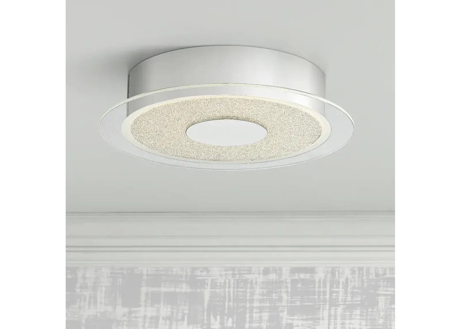 Possini Euro Crystal Sand 11" Wide Modern LED Chrome Ceiling Light