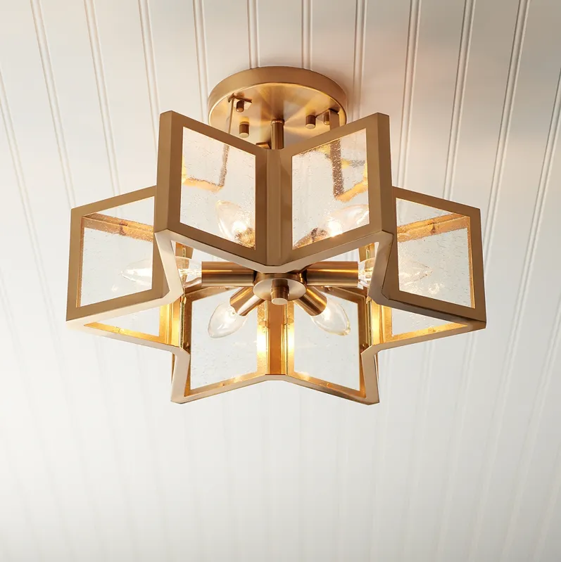 Possini Euro Casa Star 16" Warm Antique Brass 6-Light Ceiling Light