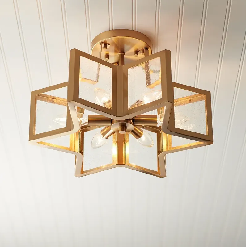 Possini Euro 16" Warm Antique Brass 6-Light Ceiling Light